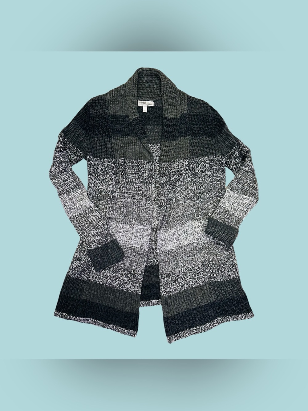 Allison Brittney Ombre Gray Open-Front Cardigan Sweater size S